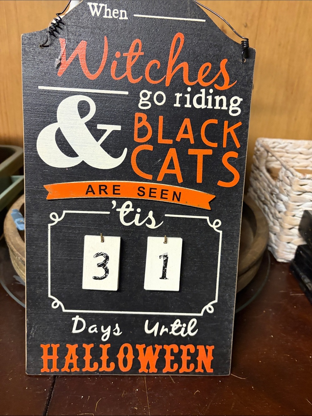 Halloween Countdown Wall Sign - Black and Orange